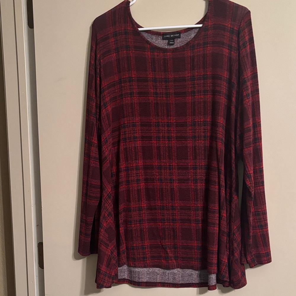 Scarlett Women's Red Checkered Long Sleeve Tee